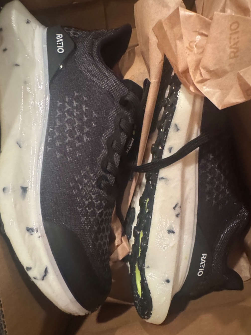 Women's Black Knit Running Sneakers with Speckled White Midsole size 7.5!